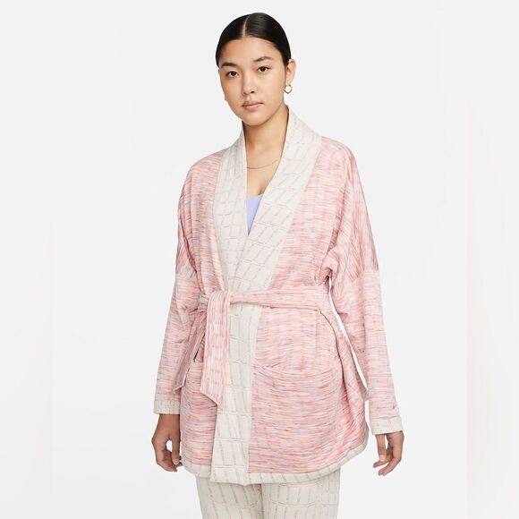 Nike Yoga Therma-FIT Luxe Reversible Jacquard Top In Cream and Pink - Size 1X - Picture 3 of 10